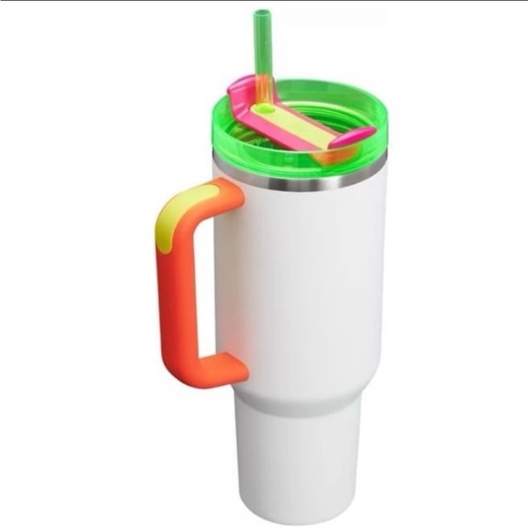Stanley 40 oz. Quencher H20 FlowState Tumbler Spring Fling Collection Neon White - Picture 2 of 13